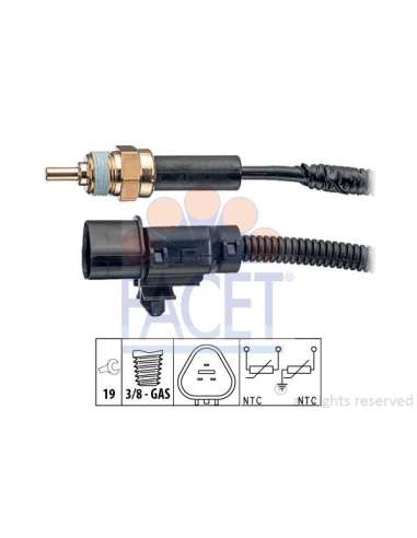 Sensor, temperatura del refrigerante Facet 7.3374 - TERMORESISTENCIA PARA TEMPERATURA A GUA Made in Italy - OE Equivalent