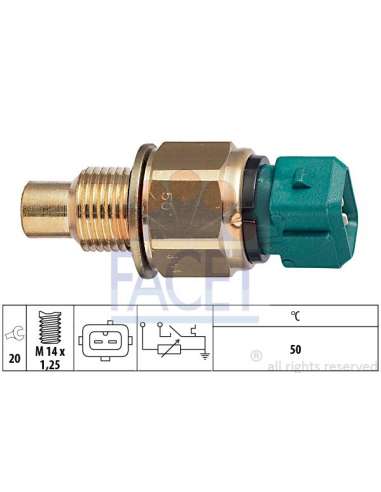Sensor, temperatura del refrigerante Facet 7.3554 - TERMO.CON INTERRUP.LUZ TESTIGO TEMP .AGUA Made in Italy - OE Equivalent
