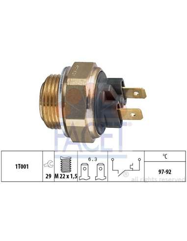 Interruptor de temperatura, ventilador del radiador Facet 7.5111 - TERMOCONTACTO PARA ELECTRO-VENTILAD OR Made in Italy ...