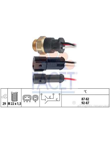 Interruptor de temperatura, ventilador del radiador Facet 7.5611 - TERMOCONTACTO DOBLE VENTILADOR O 2  VEL. Made in Ital...