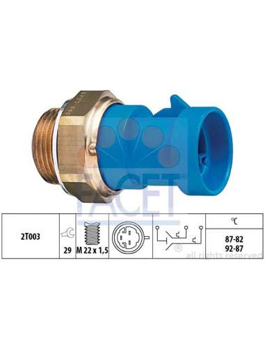 Interruptor de temperatura, ventilador del radiador Facet 7.5622 - TERMOCONTACTO DOBLE VENTILADOR O 2  VEL. Made in Ital...