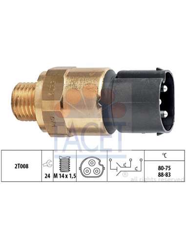 Interruptor de temperatura, ventilador del radiador Facet 7.5679 - TERMOCONTACTO DOBLE VENTILADOR O 2  VEL. Made in Ital...