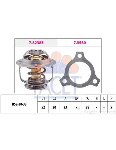 Termostato, recirculación gases de escape Facet 7.8238 - TERMOSTATO CON JUNTA Made in Italy - OE Equivalent