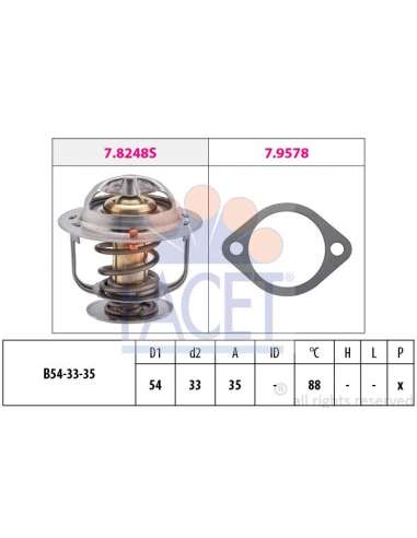 Termostato, recirculación gases de escape Facet 7.8248 - TERMOSTATO CON JUNTA Made in Italy - OE Equivalent