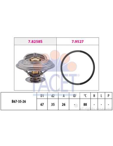 Termostato, recirculación gases de escape Facet 7.8258 - TERMOSTATO CON JUNTA Made in Italy - OE Equivalent