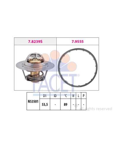 Termostato, recirculación gases de escape Facet 7.8291 - TERMOSTATO CON JUNTA Made in Italy - OE Equivalent