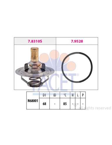 Termostato, recirculación gases de escape Facet 7.8310 - TERMOSTATO CON JUNTA Made in Italy - OE Equivalent