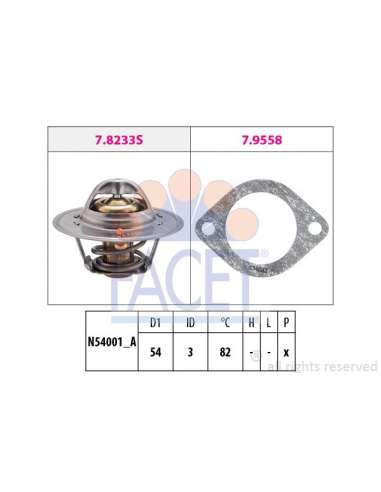 Termostato, recirculación gases de escape Facet 7.8329 - TERMOSTATO CON JUNTA Made in Italy - OE Equivalent