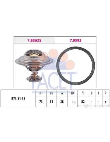 Termostato, recirculación gases de escape Facet 7.8363 - TERMOSTATO CON JUNTA Made in Italy - OE Equivalent