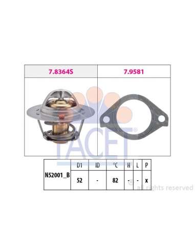 Termostato, recirculación gases de escape Facet 7.8364 - TERMOSTATO CON JUNTA Made in Italy - OE Equivalent