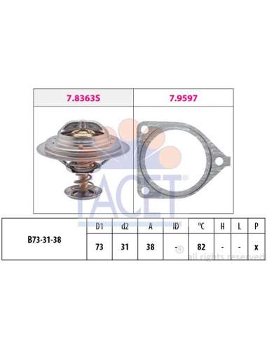 Termostato, recirculación gases de escape Facet 7.8441 - TERMOSTATO CON JUNTA Made in Italy - OE Equivalent