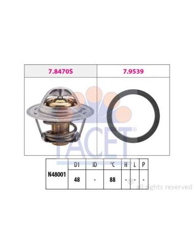 Termostato, recirculación gases de escape Facet 7.8470 - TERMOSTATO CON JUNTA Made in Italy - OE Equivalent
