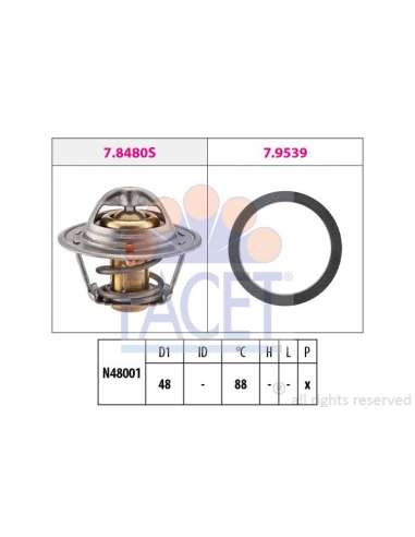 Termostato, recirculación gases de escape Facet 7.8480 - TERMOSTATO CON JUNTA Made in Italy - OE Equivalent