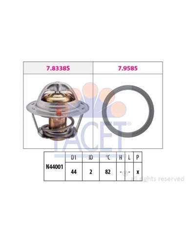 Termostato, recirculación gases de escape Facet 7.8517 - TERMOSTATO CON JUNTA Made in Italy - OE Equivalent