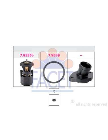 Termostato, recirculación gases de escape Facet 7.8560K - TERMOSTATO CON JUNTA Made in Italy - OE Equivalent