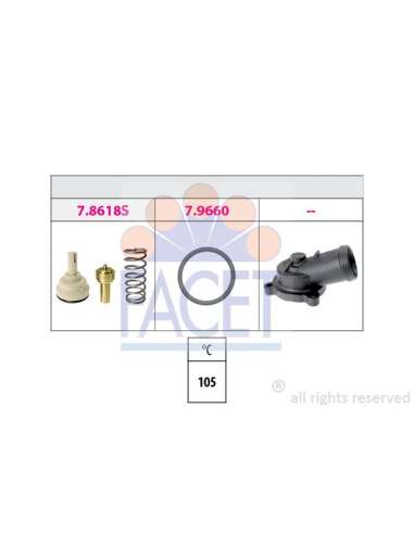 Termostato, recirculación gases de escape Facet 7.8619K - TERMOSTATOS Made in Italy - OE Equivalent