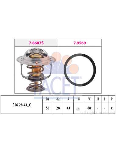 Termostato, recirculación gases de escape Facet 7.8687 - TERMOSTATO Made in Italy - OE Equivalent