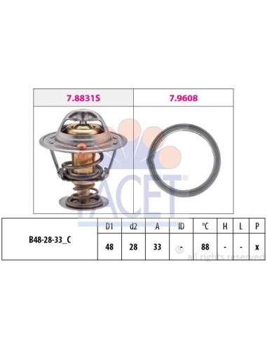Termostato, recirculación gases de escape Facet 7.8831 - TERMOSTATOS Made in Italy - OE Equivalent