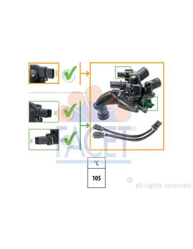 Termostato, recirculación gases de escape Facet 7.8866K - TERMOSTATO Made in Italy - OE Equivalent