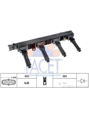 Bobina de encendido Facet 9.6407 - BOBINA DE ENCENDIDO Made in Italy - OE Equivalent