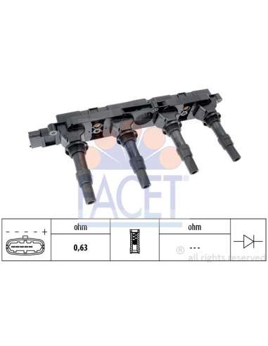 Bobina de encendido Facet 9.6408 - BOBINA DE ENCENDIDO OE Equivalent