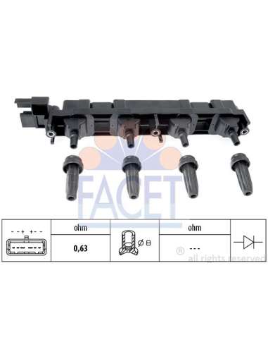 Bobina de encendido Facet 9.6409 - BOBINA DE ENCENDIDO OE Equivalent