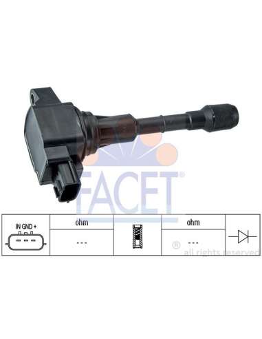 Bobina de encendido Facet 9.6433 - BOBINA DE ENCENDIDO Made in Italy - OE Equivalent