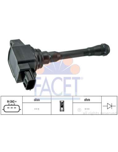 Bobina de encendido Facet 9.6452 - BOBINA DE ENCENDIDO Made in Italy - OE Equivalent