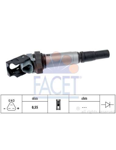 Bobina de encendido Facet 9.6507 - BOBINA DE ENCENDIDO Made in Italy - OE Equivalent