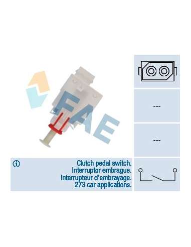 Conmutador, accionamiento embrague (gestión motor) Fae 24465 - FAE INTERRUPTOR STOP Made in Italy - OE Equivalent