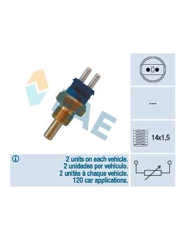 Sensor, temperatura del refrigerante Fae 32580 - FAE TERMO-RESISTENCIAS Made in Italy - OE Equivalent