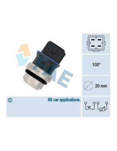 Sensor, temperatura del refrigerante Fae 34322 - Termo-resistencia - Termocont Made in Italy - OE Equivalent
