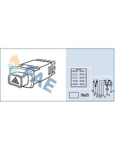 Interruptor intermitente de aviso Fae 61560 - FAE TECLAS Made in Italy - OE Equivalent