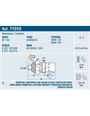 Bujía de precalentamiento Fae 71010 - FAE CALENTADOR STANDARD