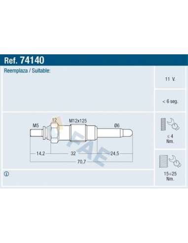 Bujía de precalentamiento Fae 74140 - FAE CALENTADOR TERMOPLUS