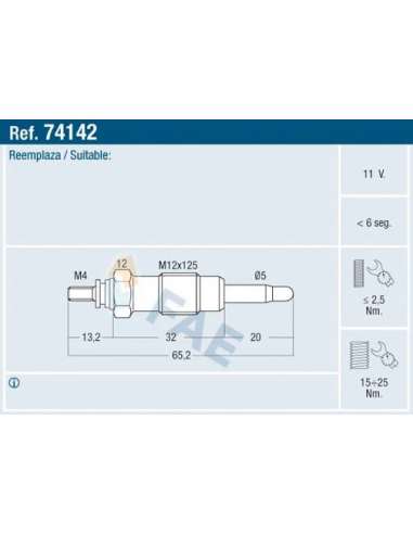 Bujía de precalentamiento Fae 74142 - FAE CALENTADOR TERMOPLUS