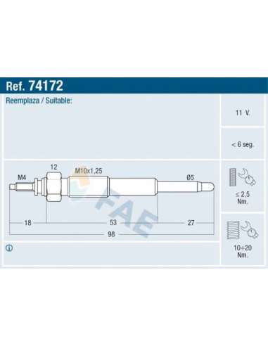 Bujía de precalentamiento Fae 74172 - FAE CALENTADOR TERMOPLUS